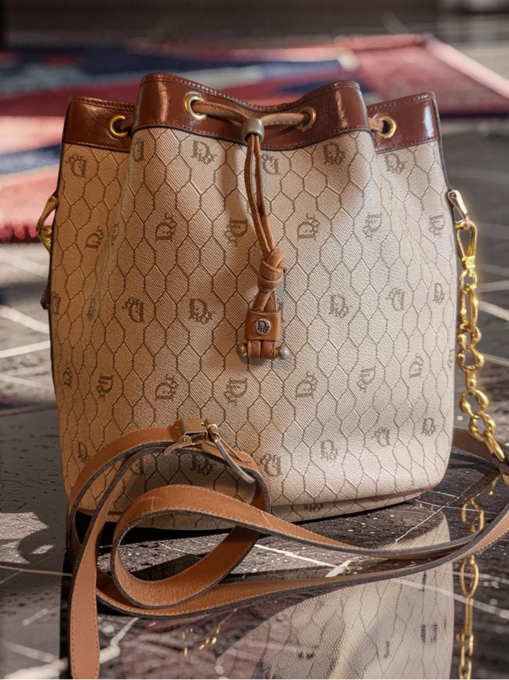 ❌SOLD ❌Christian Dior Honeycomb Canvas Shoulder with Pochette - Picture 2 of 6
